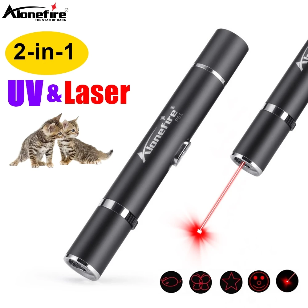 

2-in-1 365nm UV Blacklight Pen light flashlight Red Laser Cat Dog Toy Pet Tinea Urine Stain Money Ore Scorpion Detection Lamp