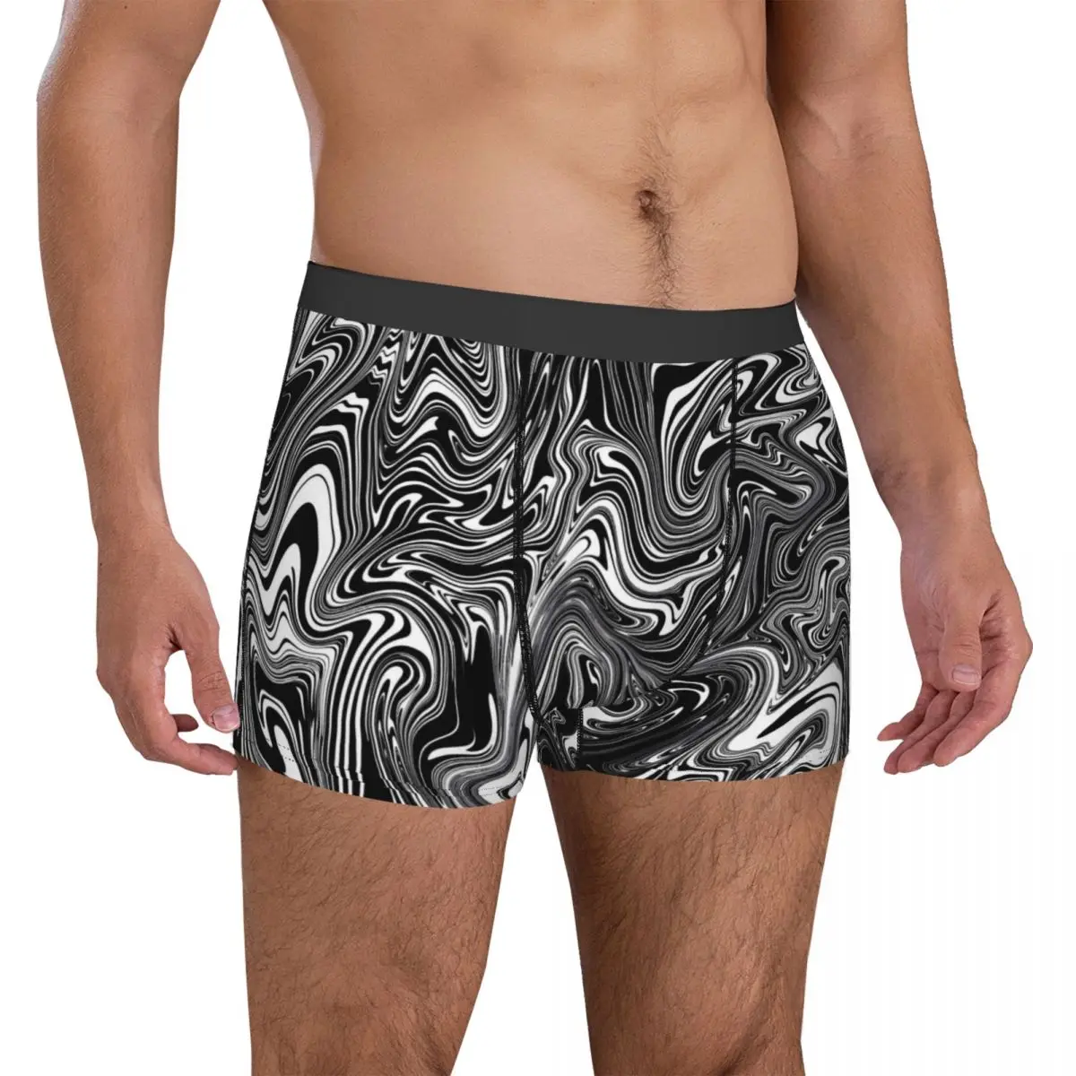 Liquid Marble Underwear Abstract Print Men Underpants Custom Breathable Boxershorts High Quality Shorts Briefs Plus Size