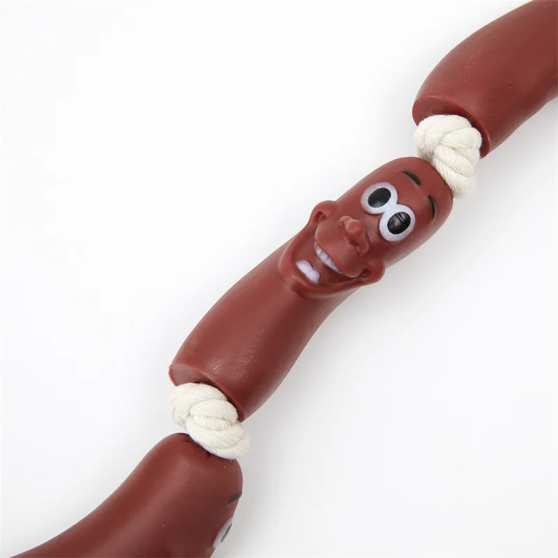 Cats And Dogs Pet Pull Toy Cotton Rope Sausage Cotton Rope Resistant Bite Grinding Interactive Boredom Funny Pet Supplies