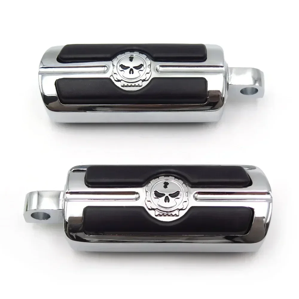 Motorcycle Parts Pair Skull Foot Pegs Rest For Harley-Davidson 1984-2017 Softail Touring Male Peg Mount