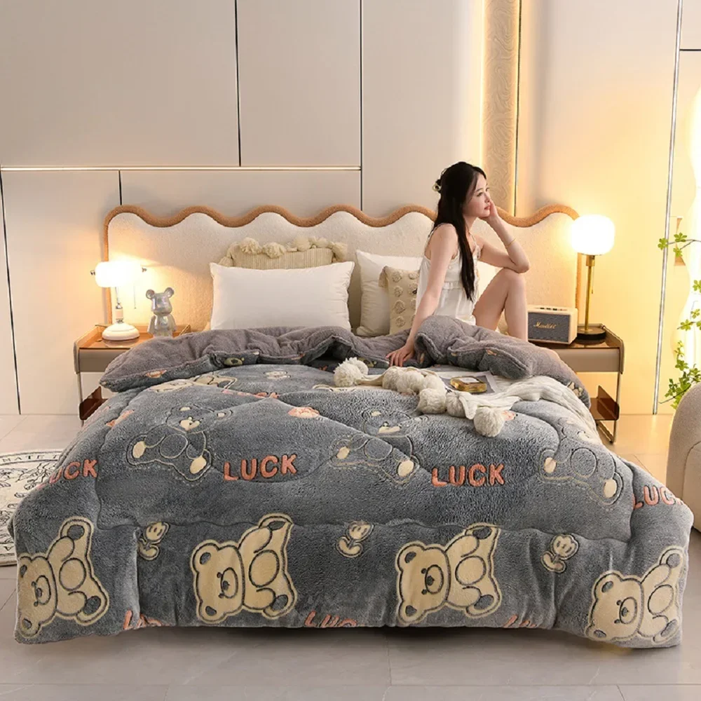 1Pc Snowflake Velvet Skin-Friendly Milk Velvet Quilt Core for Bedroom Apartment Winter Warm Comfortable 1.5/1.8/2/2.2m Bed