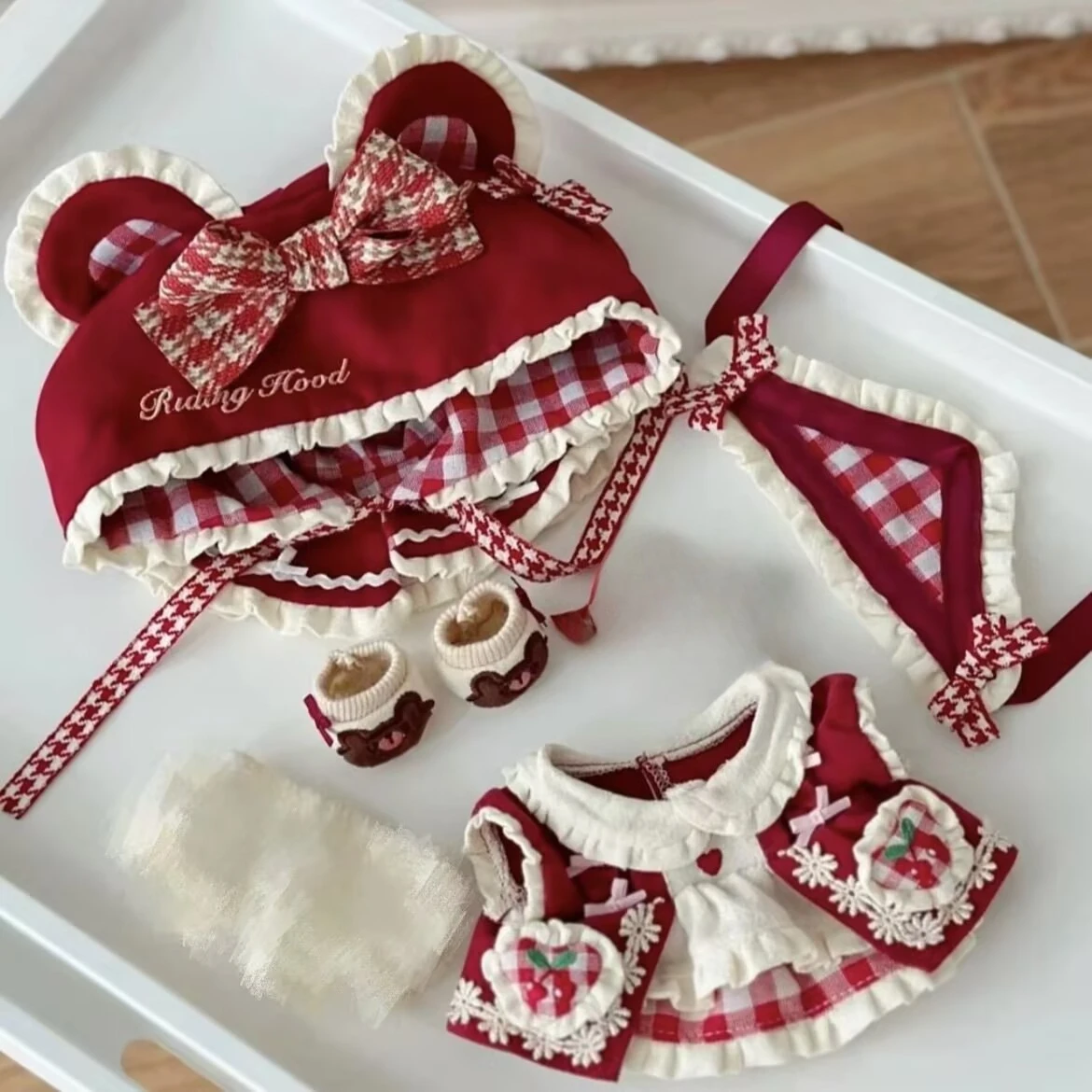 

Butter cookies Sweet "Little Red Riding Hood" 20cm cotton doll dress set Cute doll costume change clothes