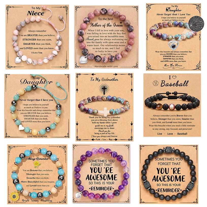 Neu eingetroffene Geschenke zum Geburtstag/Liebes-Armband mit Perlen aus Naturstein, handgewebt, geflochten, verstellbarer Armreif, Unisex-Modeschmuck