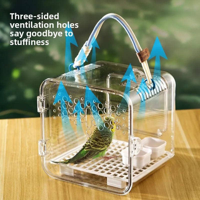 Highly transparent hamster transport  outdoor viewing bag for golden hamsters, portable breathable cage for parrots