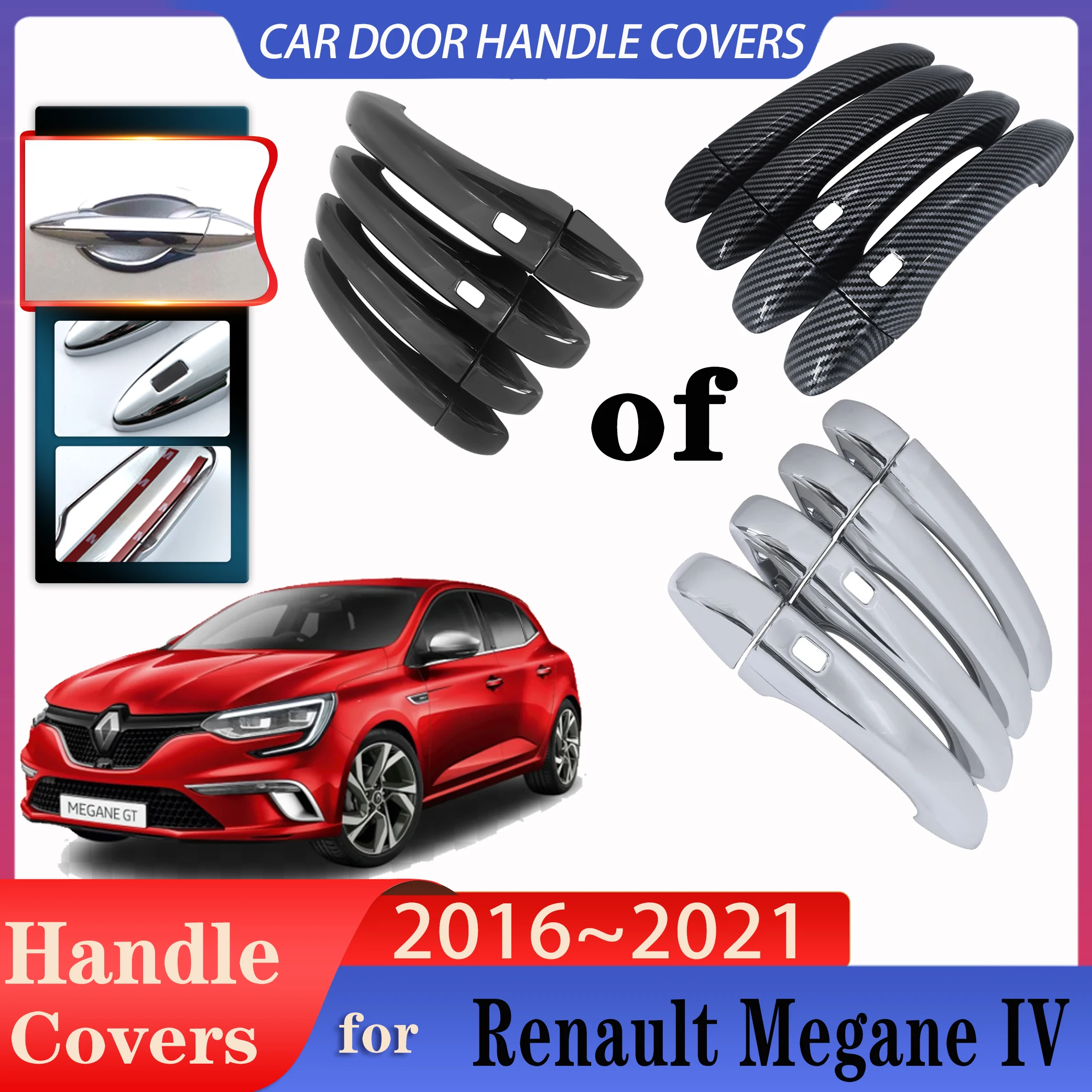 

For Renault Megane IV Accessories MK4 2016~2021 Car Door Handle Covers Exterior Scratch Protective Decor Rustproof Accessories