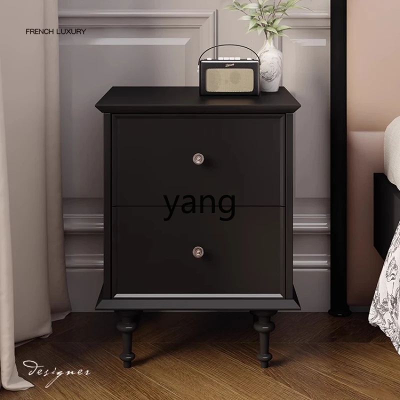 

TGF American retro bedside table bedroom small black antique minimalist bedside locker