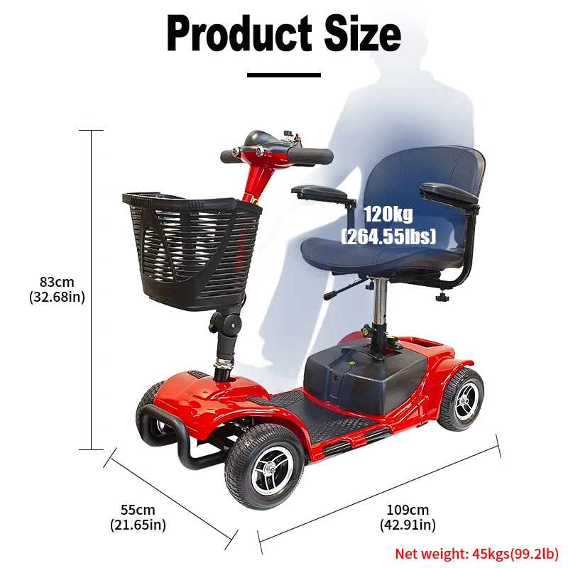 Detachable 4 Wheel Folding Handicapped Electric Scooter Elderly Electric Disabled Handicap Folding Mobility Scooters for Elder