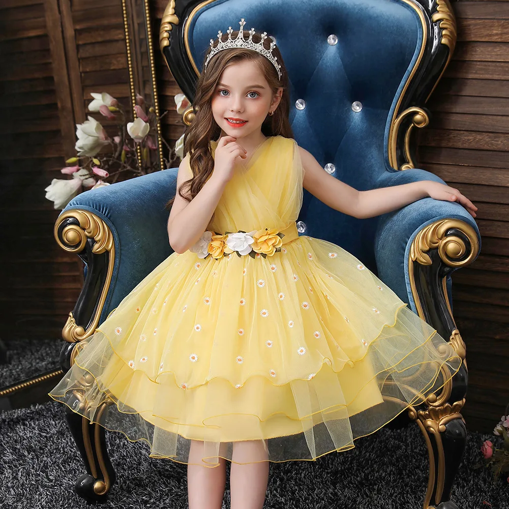 Girls\' 2024 Summer Elegant Dress For Party Flower Wedding Birthday Dresses Kids Gala Junior 2 To 8 10 Years Female Child Clothes