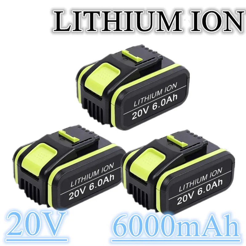 

6Ah 6000mah Lithium-Ion Rechargeable Battery Replacement For Worx 20V WA3551 WA3553.1 WA390 WX176 Power Tools Batterie + Charger