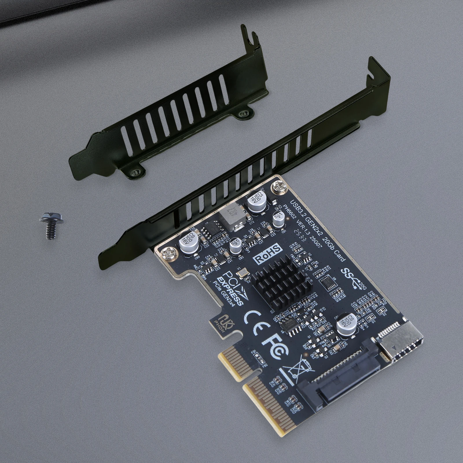

USB 3.2 GEN2 Riser Board PCI Express X4 to Type E Expansion Card 20Gb Riser Converter for Desktop PC Front Panel Expansion Card