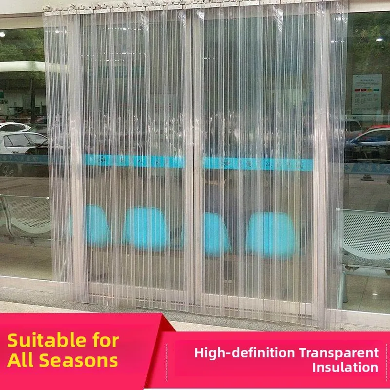 PVCtransparent Plastic Soft Door Curtain,heat-insulating and Windproof Kitchen Partition Curtain,Chinese Style Anti Slip Curtain