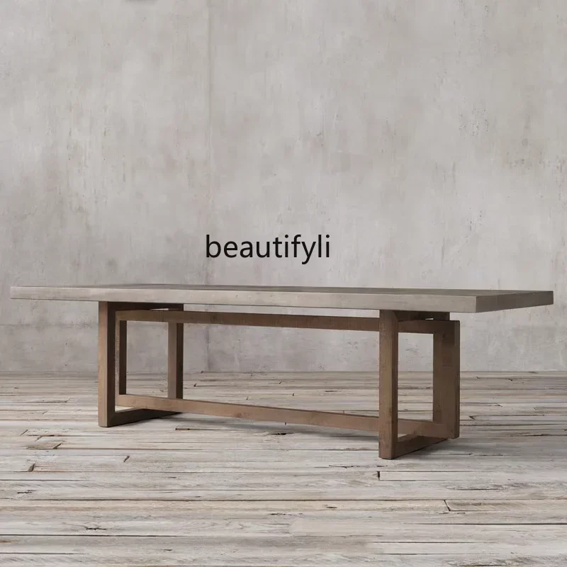 

Длинный конференц-стол из цельного дерева в скандинавском стиле, персонализированный креативный стол для переговоров, большой офисный стол53