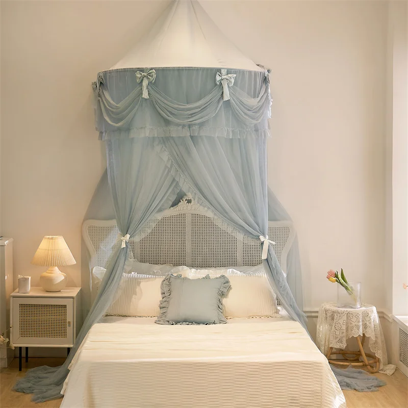 

Summer Elegant Hung Dome Mosquito Net For Double Bed Summer luxury princess style Home bedroom Baby Adults Hanging Decor