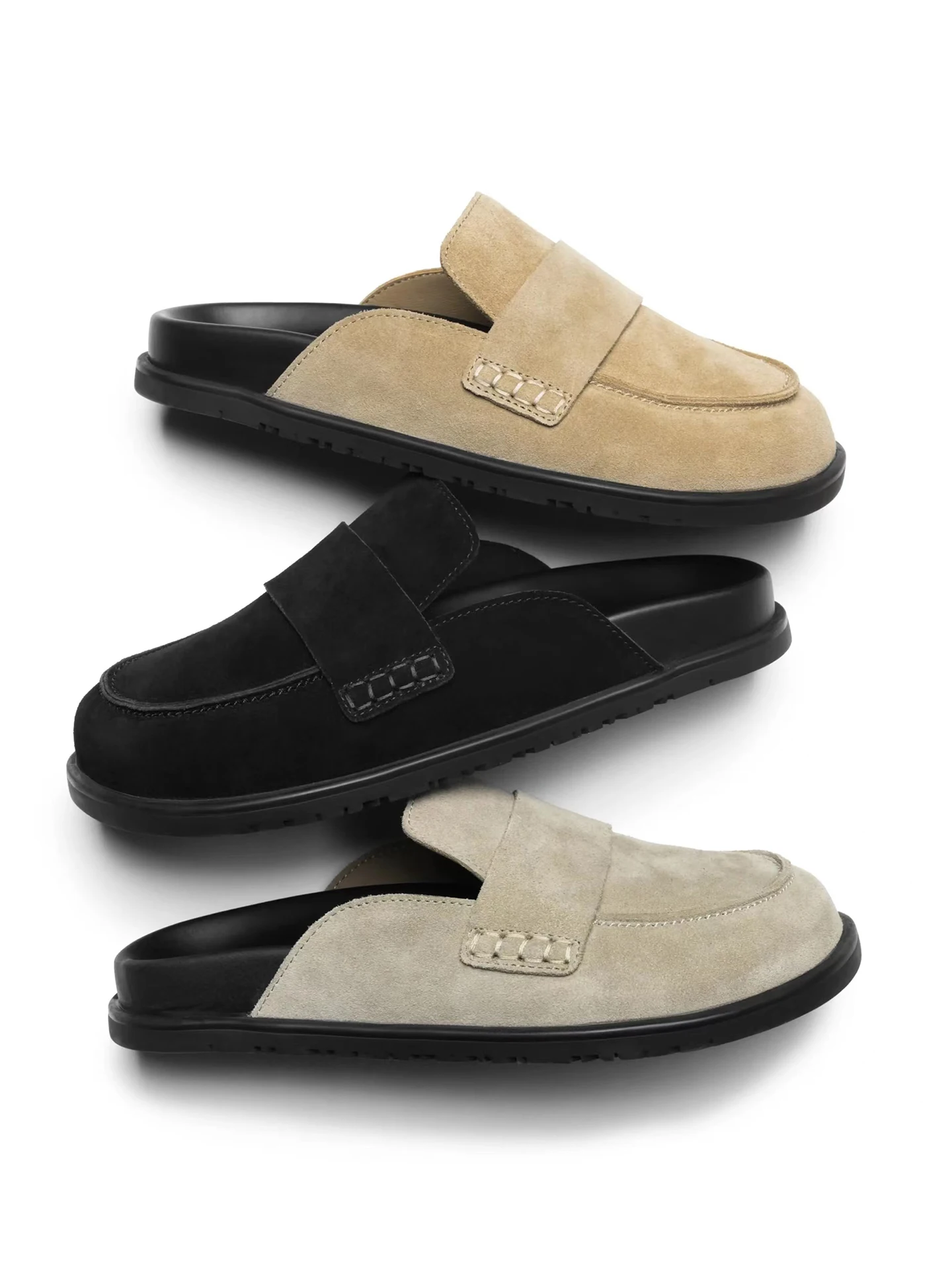 

Мужские лоферы Thi Bot в стиле ретро с круглым носком, повседневные удобные кожаные сабо, неизодобные универсальные удлиняющие ботанки