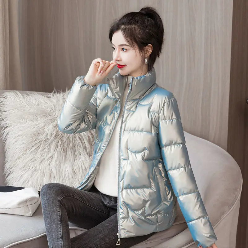 Winter Parkas Women Stand Collar Korean Style Cropped Female Coat Stylish Temper Warm Thicken Solid All-match Daily Leisure Chic