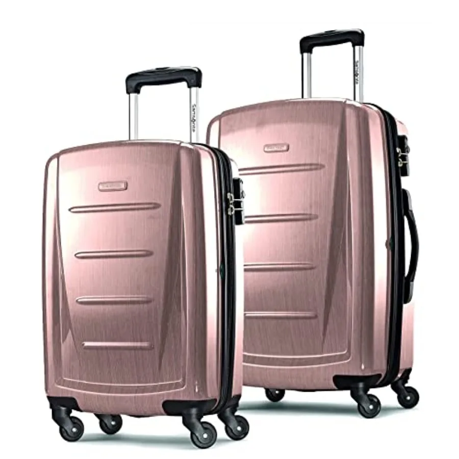 Winfield 2 Hardside Expandable Luggage with Spinner Wheels for travel, polycarbonate, black, lightweight and durable