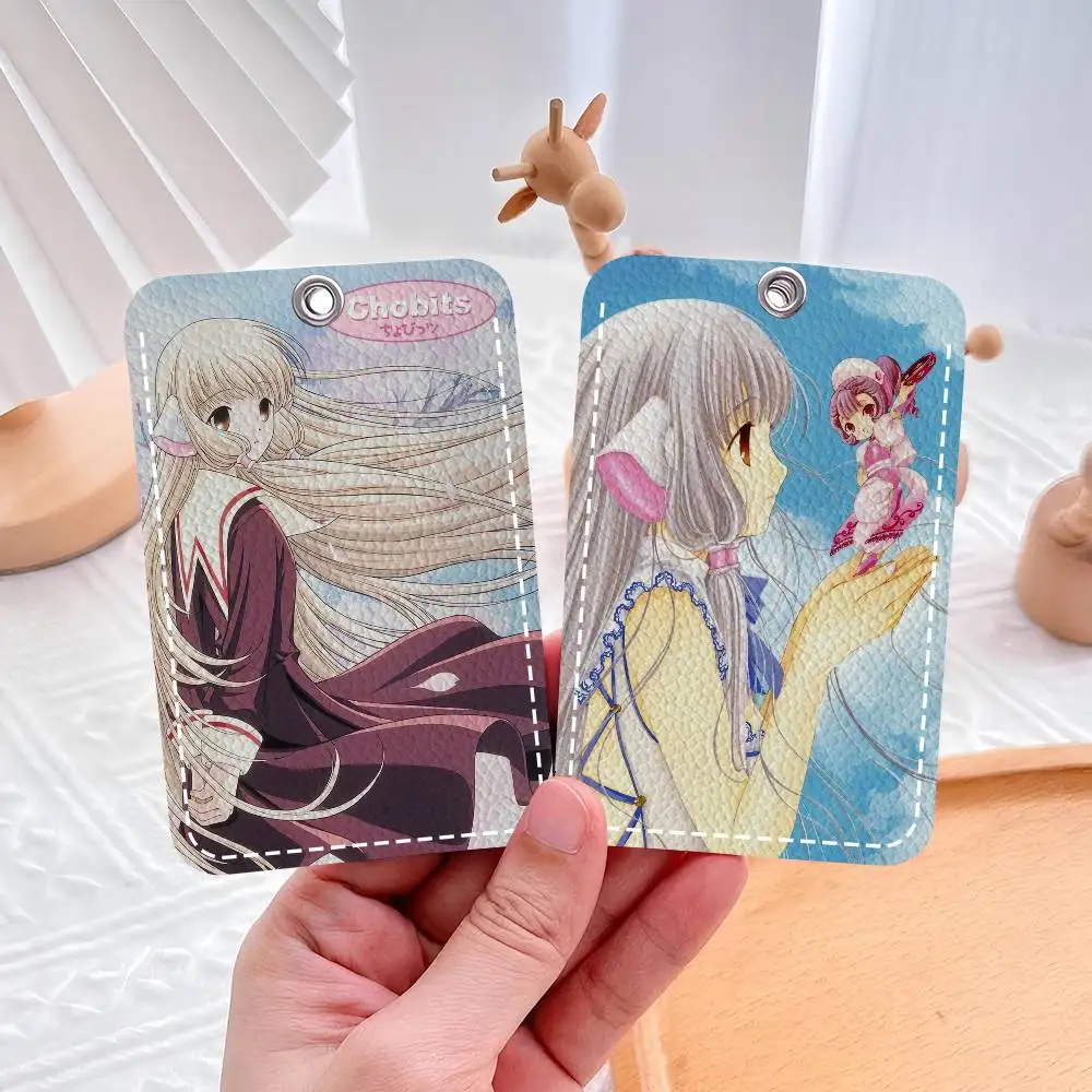 

Классический милый аниме-аксессуар C-Chobits: стильный кожаный держатель для карт и брелок для ключей, удобный для путешествий чехол для необходимых вещей