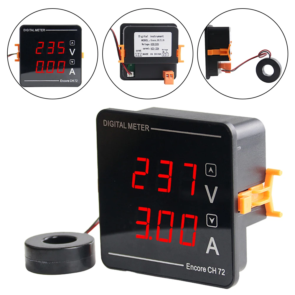 1 قطعة أداة قياس AC50-500V 1-120A عالية الدقة متر أدوات كهربائية الجهد الرقمي الحالي المزدوج عرض متر تركيبات
