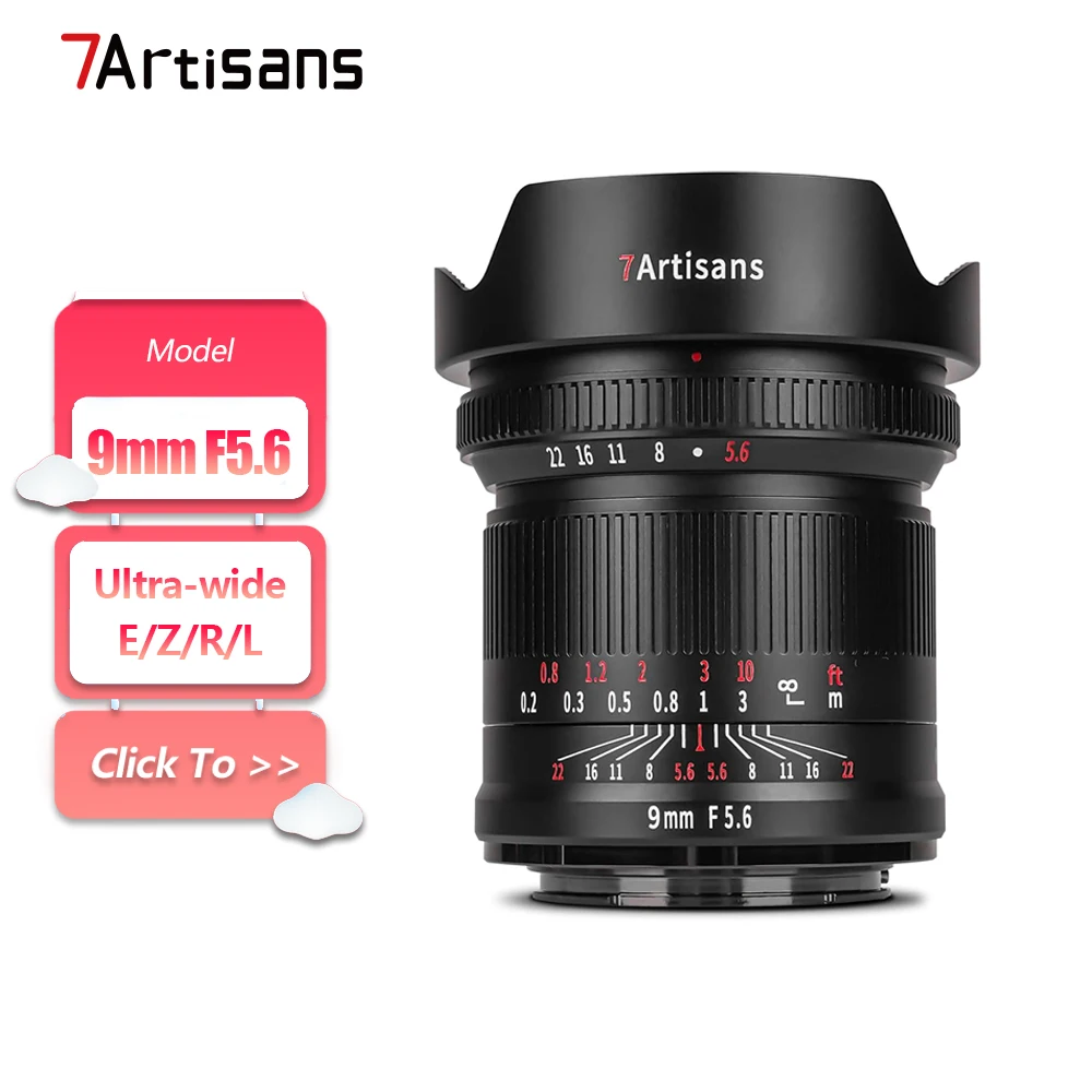 

7artisans 9mm F5.6 Ультраширокоугольный фикс-объектив для полнокадровых камер для гуманистической фотографии с креплением Sony E, Canon RF, Nikon Z, L-mount