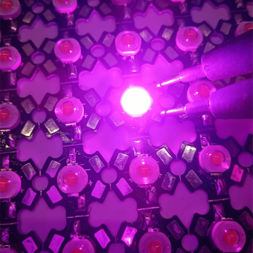 

100 шт., 1 Вт, 3 Вт, полный спектр, 400 нм ~ 840 нм, светодиодный чип, бусина для роста растений, чип без печатной платы/с 20 мм печатной платой