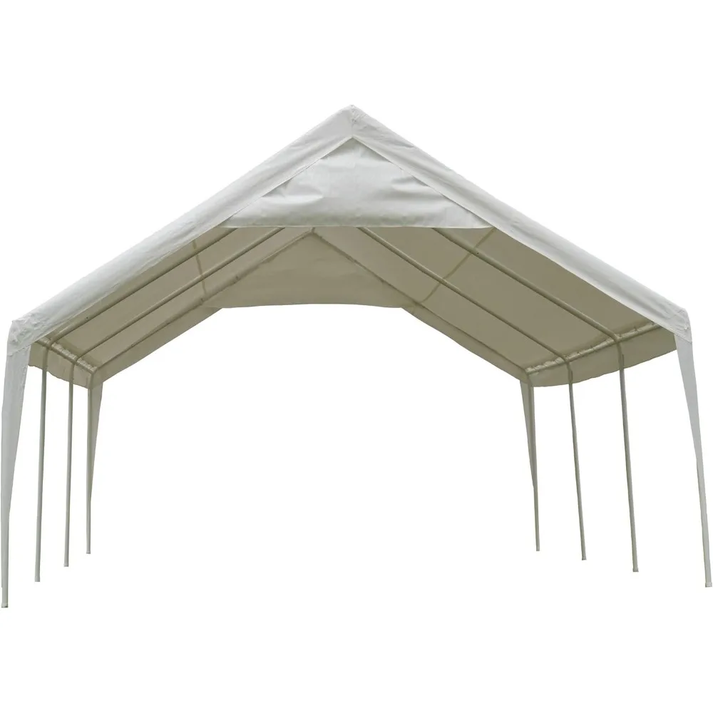 20' x 20' x 12' Portable Carport Garage Canopy, Outdoor Party Tent with 8 Dressed Legs, White