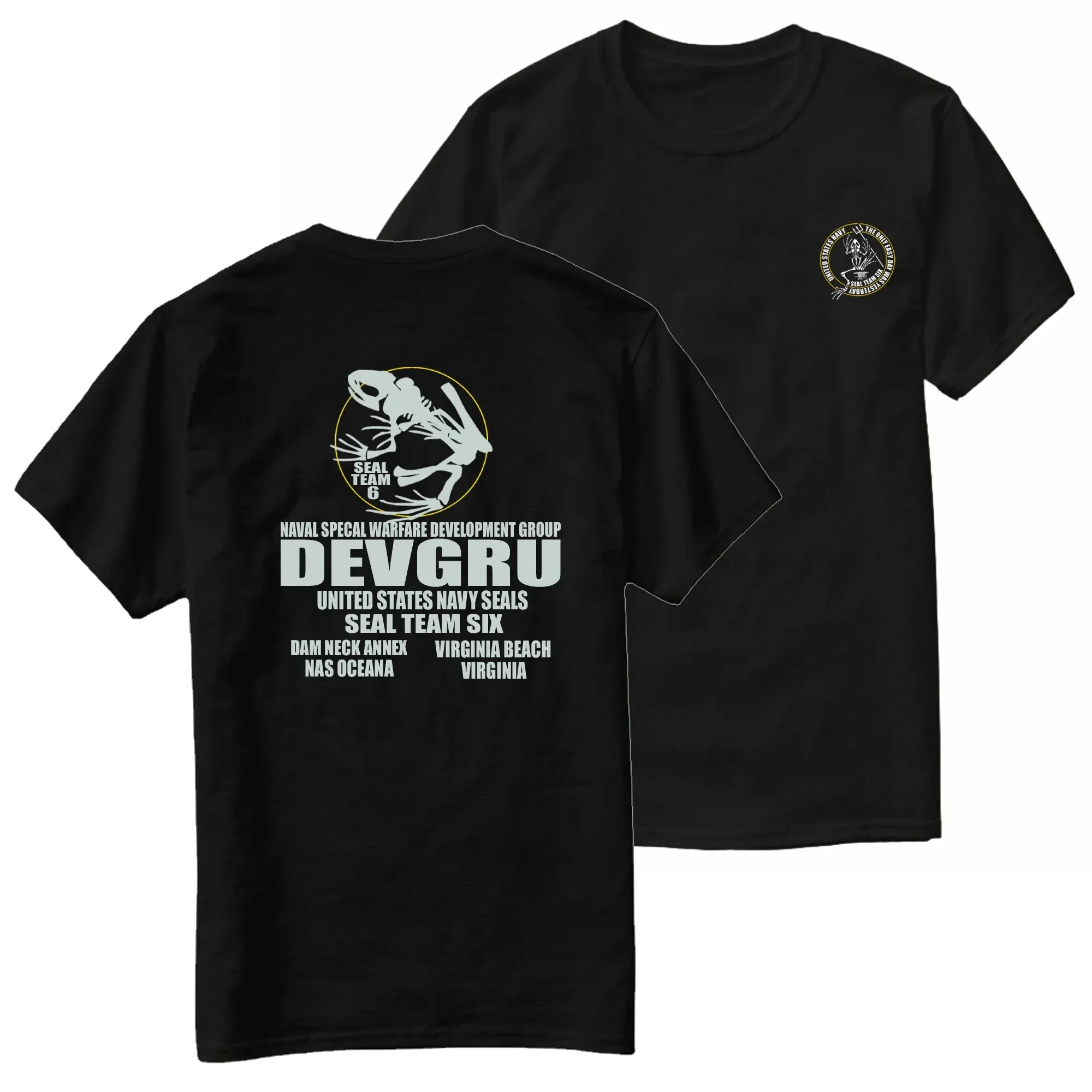 2024 Naval SEALs DEVGRU Seal Team 6 Six Frog Skeleton T-Shirt  Cotton Print O-Neck Summer Short Sleeve Casual Mens T-shirt