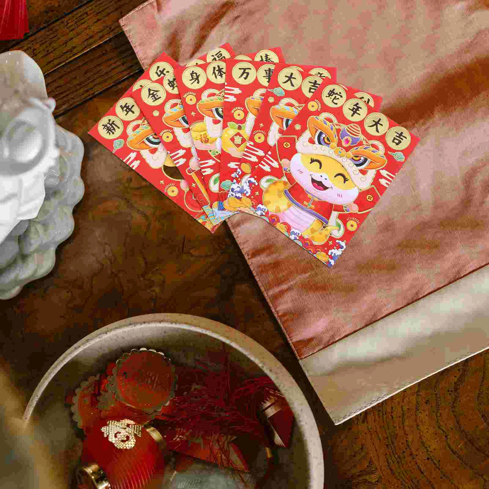 Enveloppes Décoratives du Zodiaque Rouge Chinois, Papier du Nouvel An Lunaire, Lai Shi Feng Hong Bao, 60 Pièces