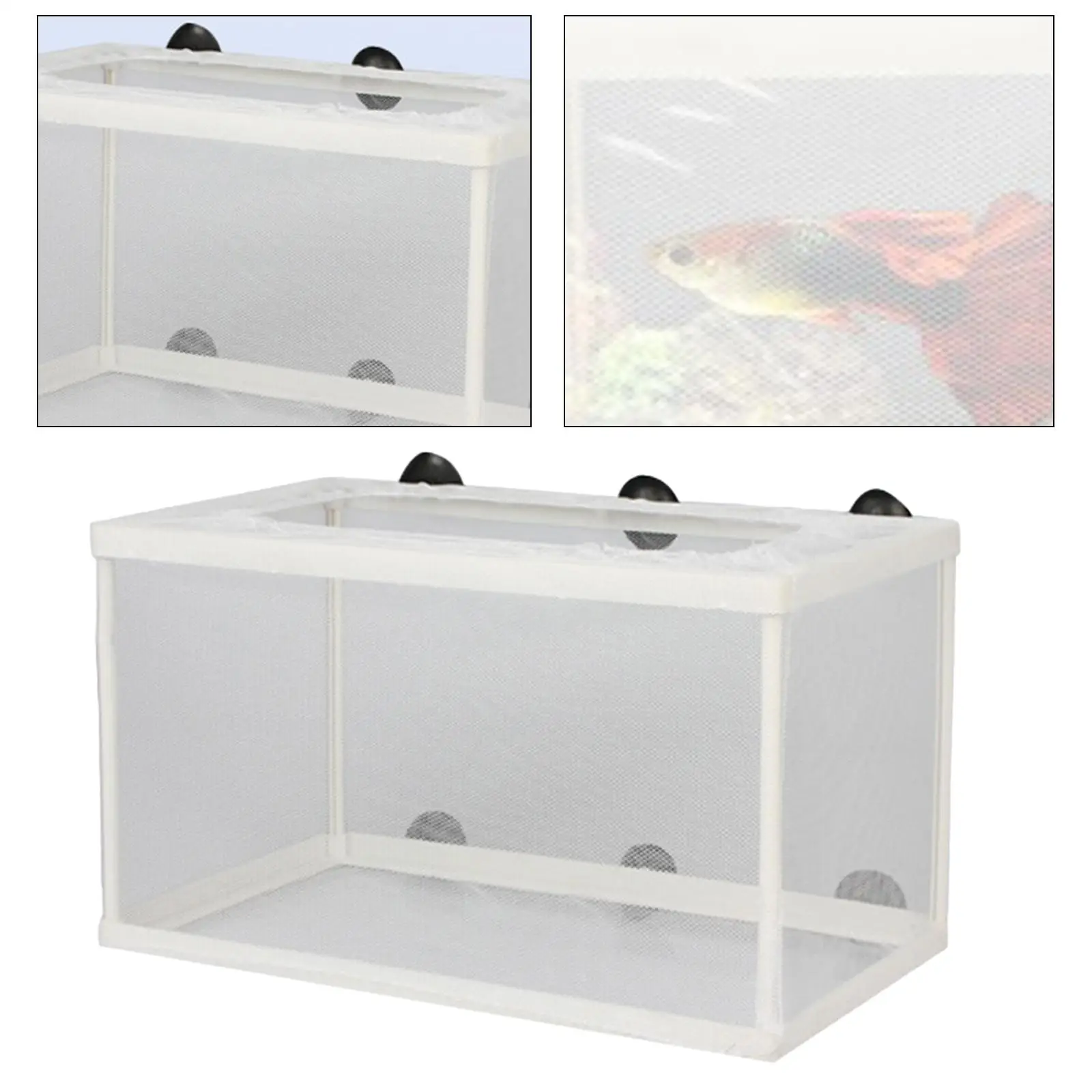 Fish Breeder Box Separation Hatchery Juvenile Spawning Incubator with Suction Cups Aquarium Breeding Isolation Net for Clownfish