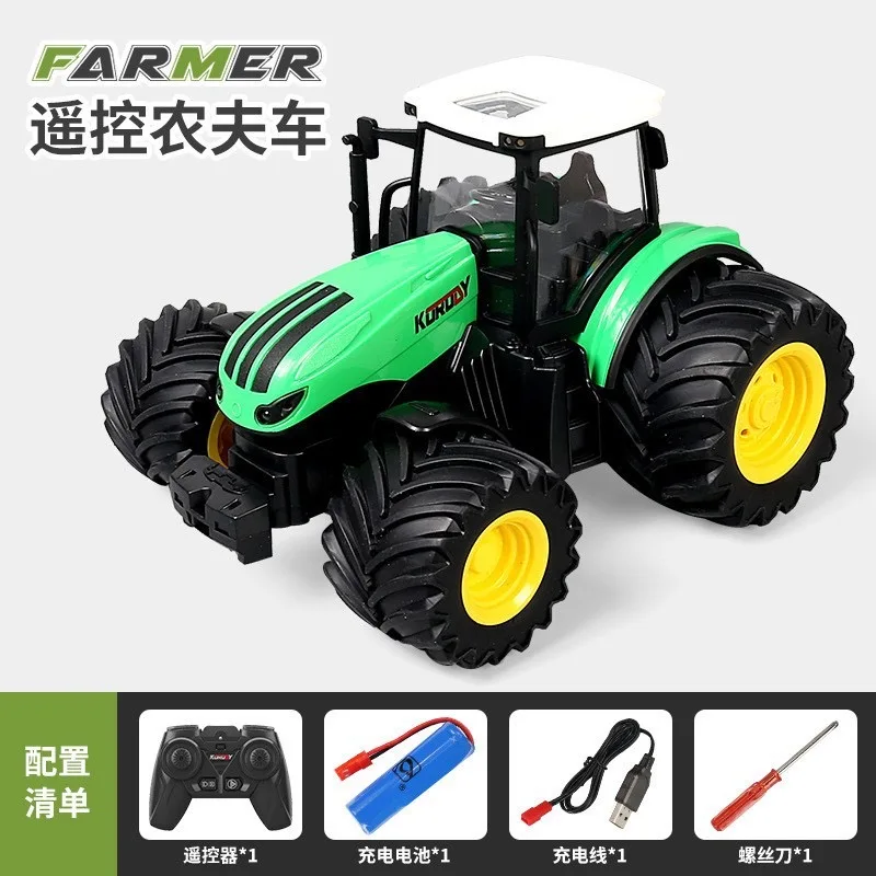 Remote Control Delin 8-Wheeled Farmer Truck Farm Transport Car Fertilizer Dispenser Tractor Inertia Return Simulation Model Toy