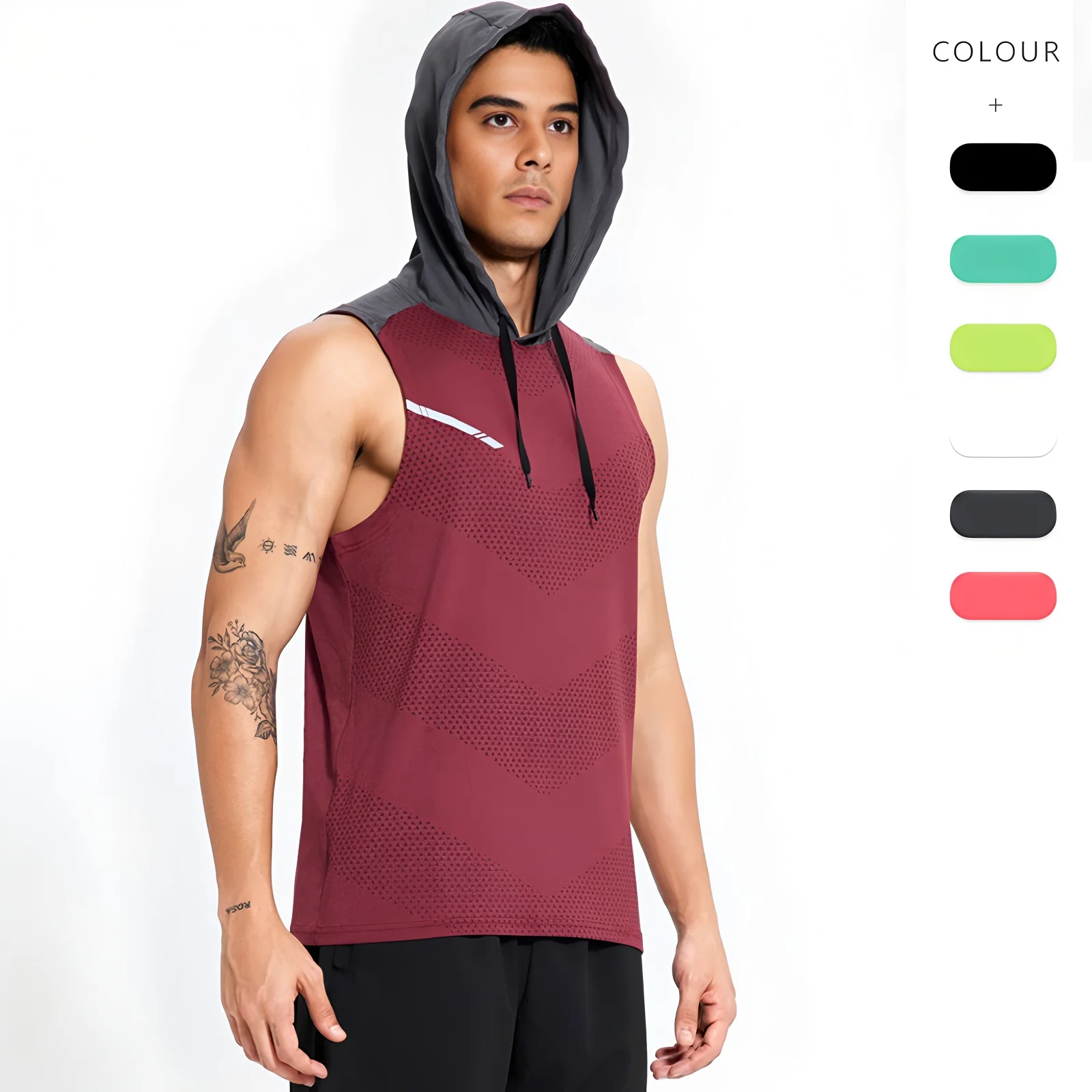 

Мужской жилет для тренировок, бега, топы с капюшоном, спортивные рубашки, футболка без рукавов для фитнеса, эластичная, быстросохнущая, светоотражающая