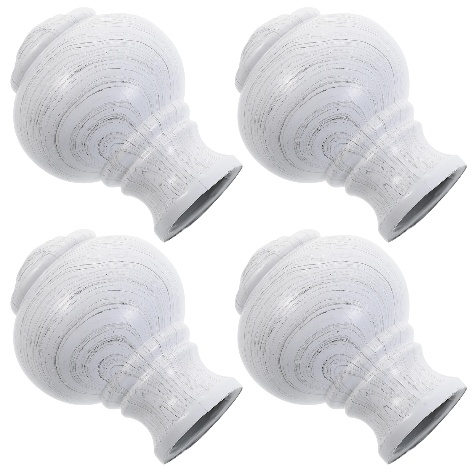

4pcs Curtain Rod Finials Plastic Sturdy Easy Install No Tools For Roman Pole End Decor Cap Fitting Home Decoration