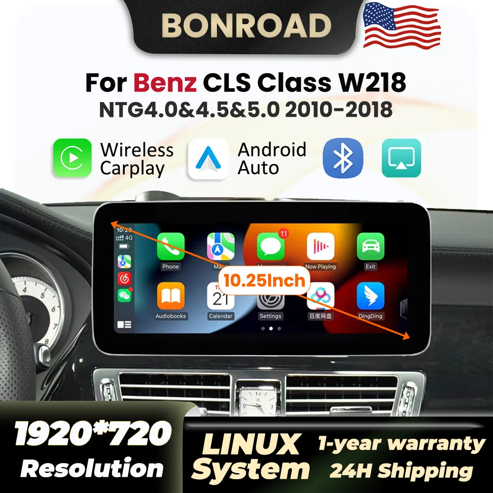 10.25“ Linux Autoradio For Mercedes Benz CLS Class W218 X218 2010-2018 Multimedia Player Wireless Carplay Android Auto BT GPS