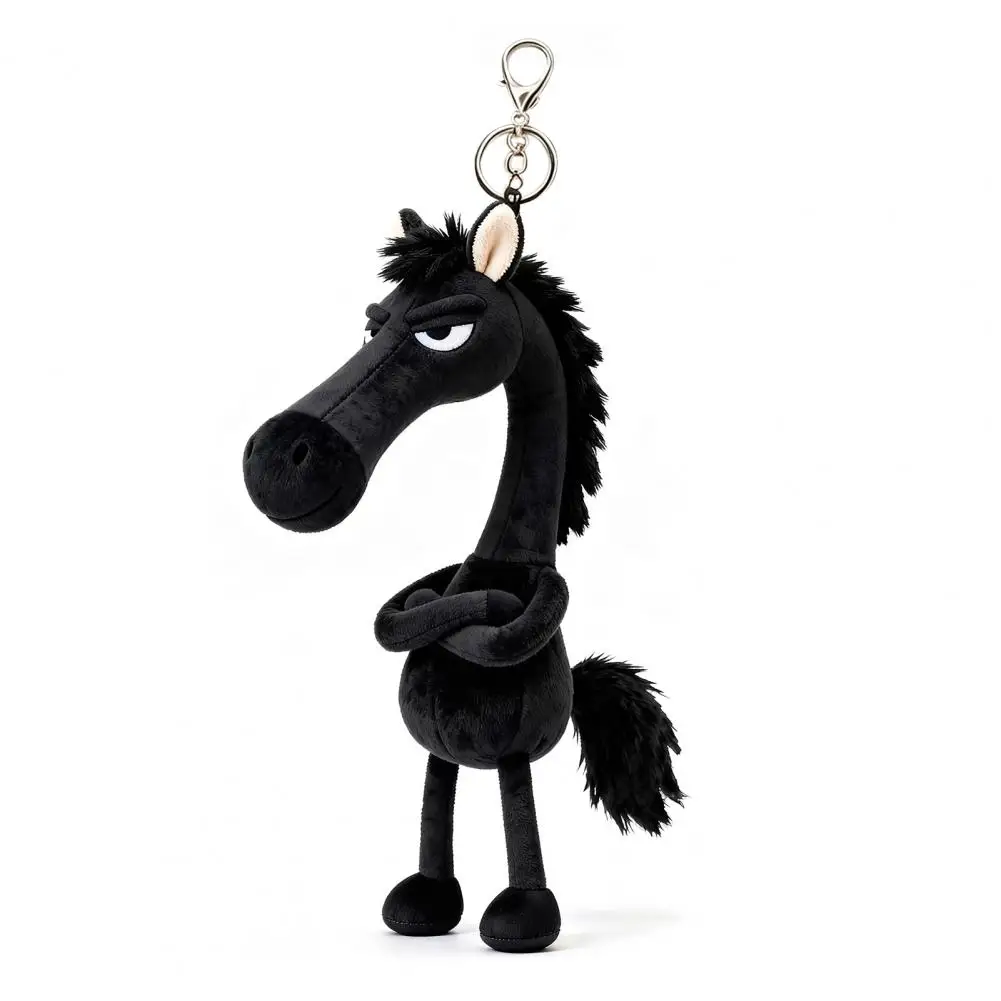 Lightweight Horse Key Holder Plush Black Horse Keychain Pendant Year of Stuffed Charm Cute Bag Accessory for Backpack Purse