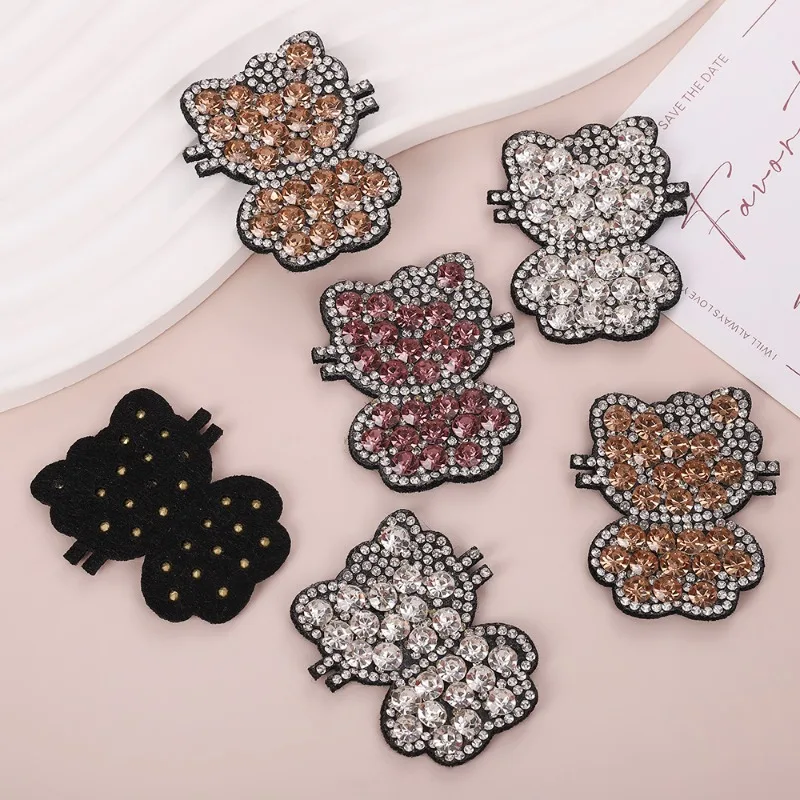 

10pcs Hello Kitty Cloth Stickers Anime Cute Women Accessories Water Diamond DIY Clothes Backpack Shoes Doll Materials Wholesale