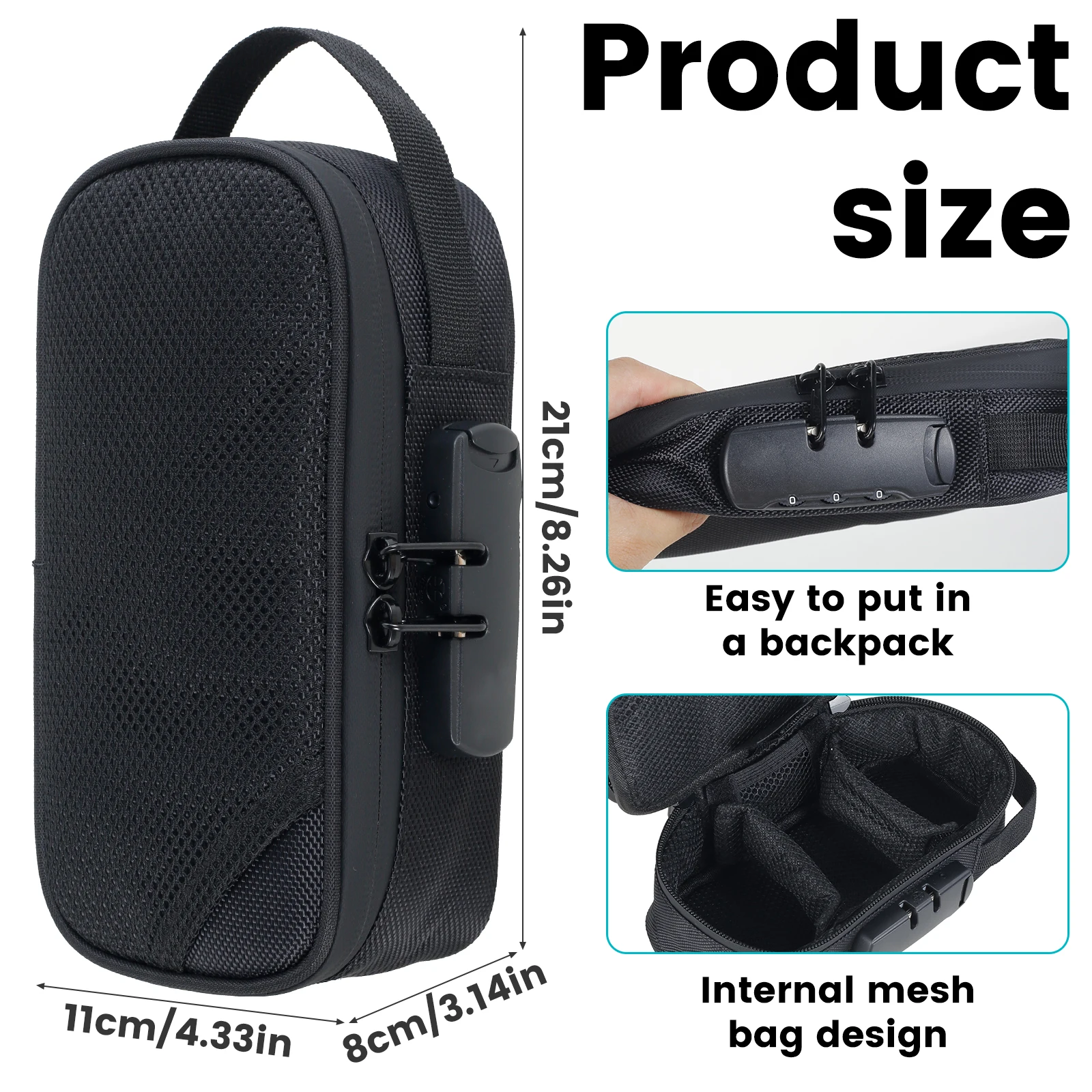 Combination Lock Storage Bag Odor Proof Storage Case Container with Removable Compartments Large Capacity for Home Travel Office
