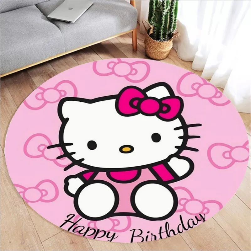 

MINISO Sanrio Hello Kitty Print Rugs Anti-slip Round Rugs Carpet for Living Room Bedroom Sofa Rug Kids Floor Mat Gift Decor Mat