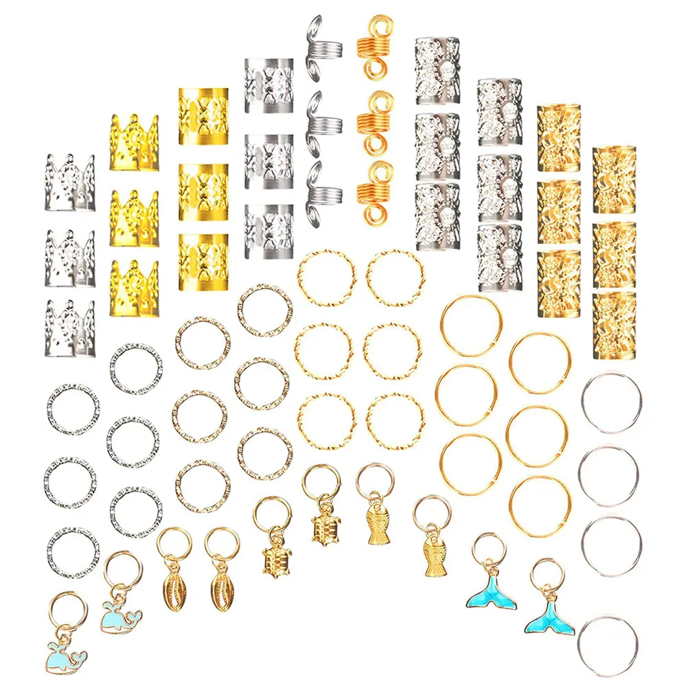 

200Pcs Dreadlock Braid Hair Accessories Alloy Braiding Jewelry Lightweight Braids Rings Charms Hair Decorations