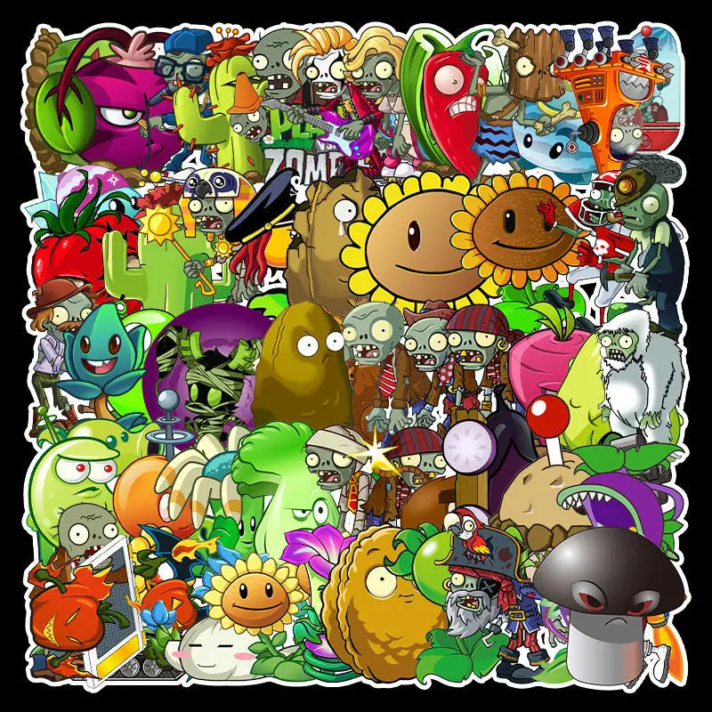 60 Non-repetitive Game Plants Vs. Zombies Series Stickers Mobile Phone Laptop Suitcase Decoration Stickers