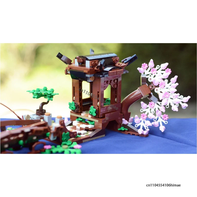 HOT MOC Temple of a Thousand Toads Building Blocks Model DIY Ancient Scene Cherry Tree house Street View Assembly Brick Toy Gift