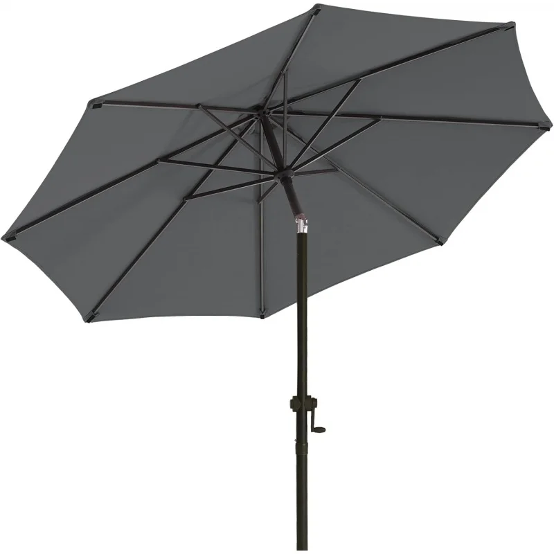 

10 FT Patio Umbrellas Outdoor Table Market Umbrella with Push Button Tilt/Crank, Fade Resistant Waterproof POLYESTER DTY Canopy