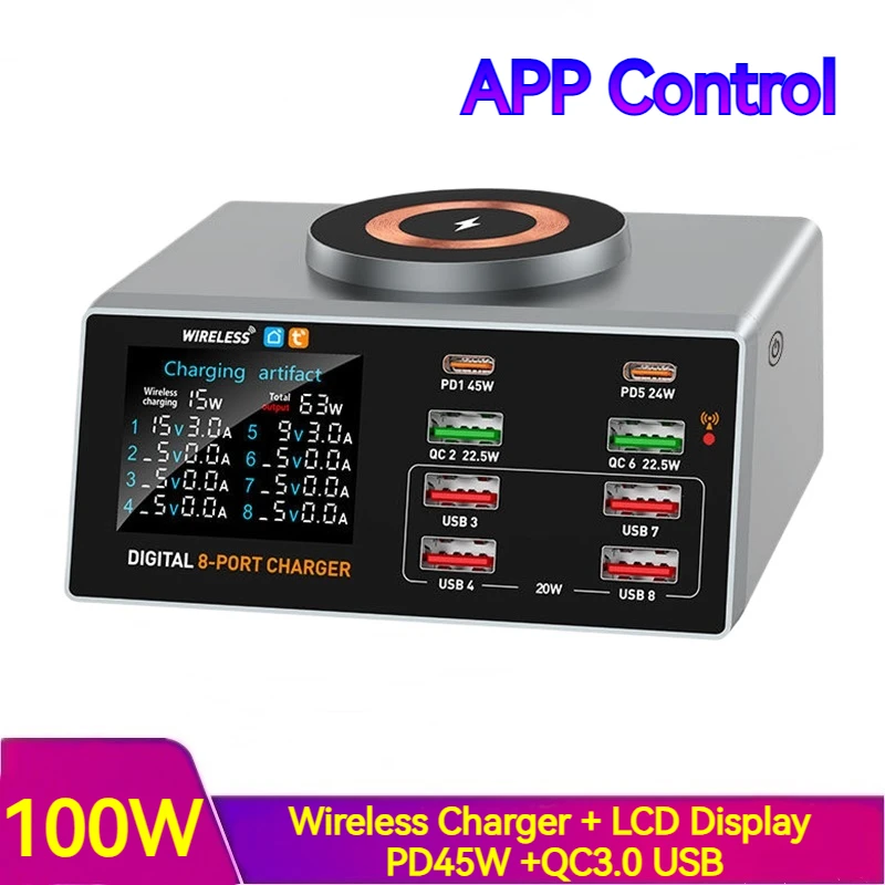 100w-charging-station-wireless-charger-x9a-pd45w-qc30-lcd-display-app-monitoring-multi-device-for-iphone-samsung-tablet