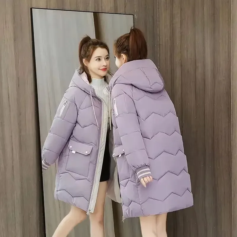 Female Down Cotton Hooded Overcoat Thick Warm Jackets Winter Women Jacket Coats Long Parkas Windproof Casual Student Coat 2026