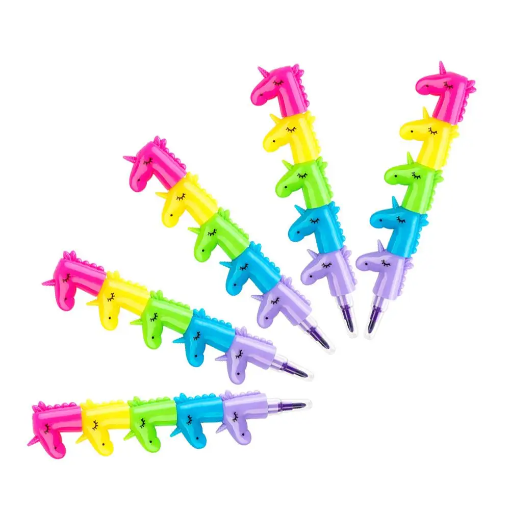 4 Pcs Crayons Stackable Kids Rainbow Toddler Detachable Horse Design Vibrant Colors Easy Application