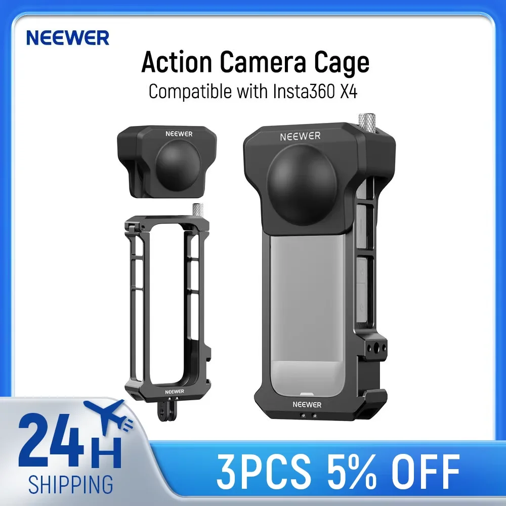 

NEEWER X4 Action Camera Cage, Protective Case with Folding Fingers Compatible with Insta360 X4, Video Recording Rig