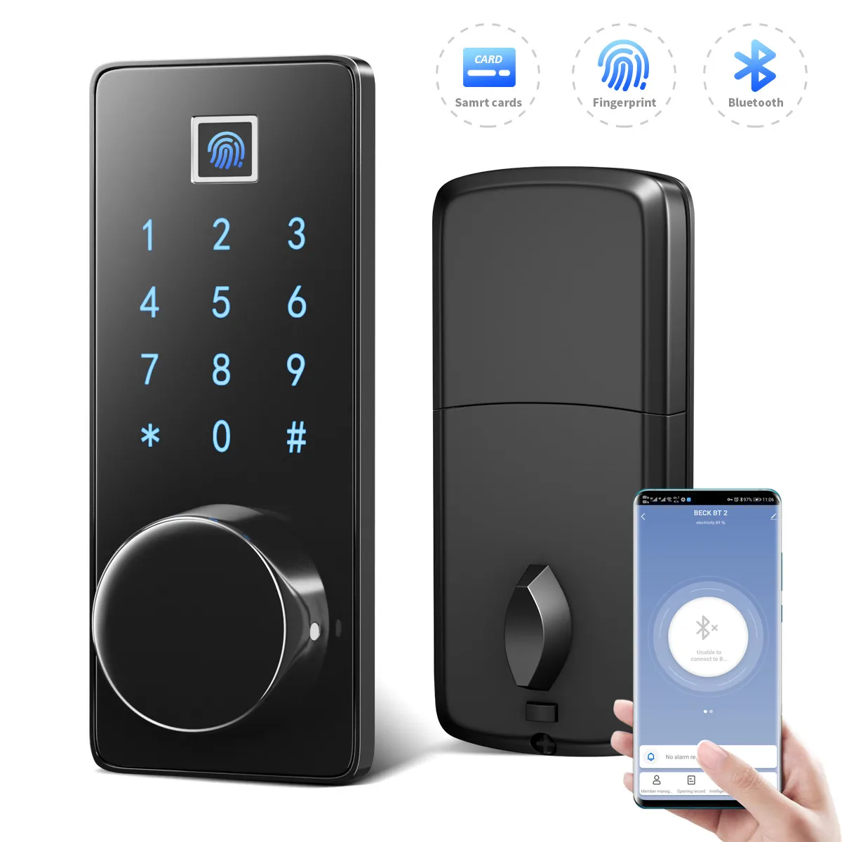 tuya smart door lock with fingerprint password app key card