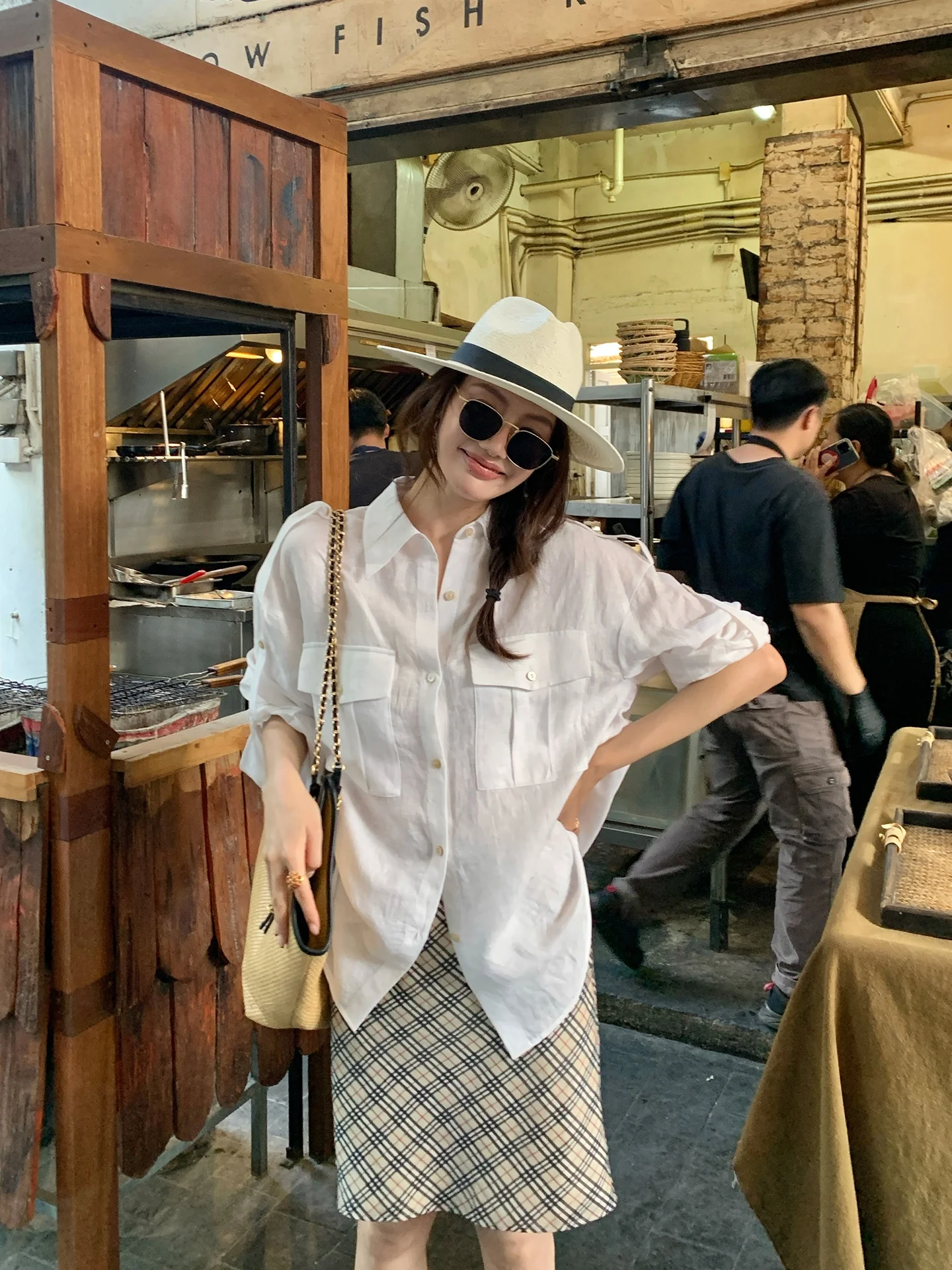 

Dragon Xier Retro Workwear Sle Linen Comfortable Breathable Women's irt Long Sve ket Design Spring Casual Top