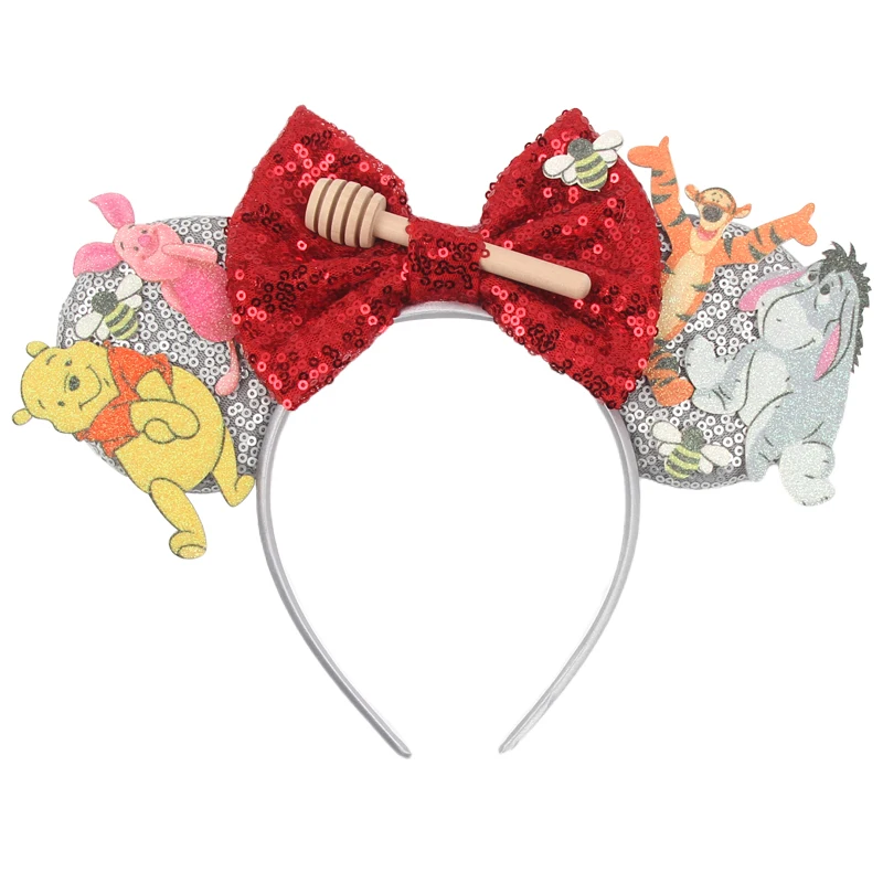 2024 Disney Winnie Ears Headbands For Girl Women Sequin 5\