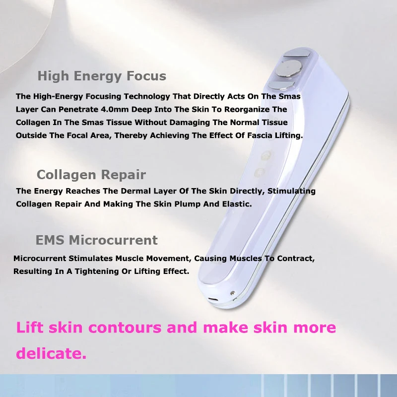 Ultrasonic V-Face Beauty Equipment EMS RF Beauty Massager Facial Lifting Electric Pulse Beauty Knife Skin Rejuvenation Whitening