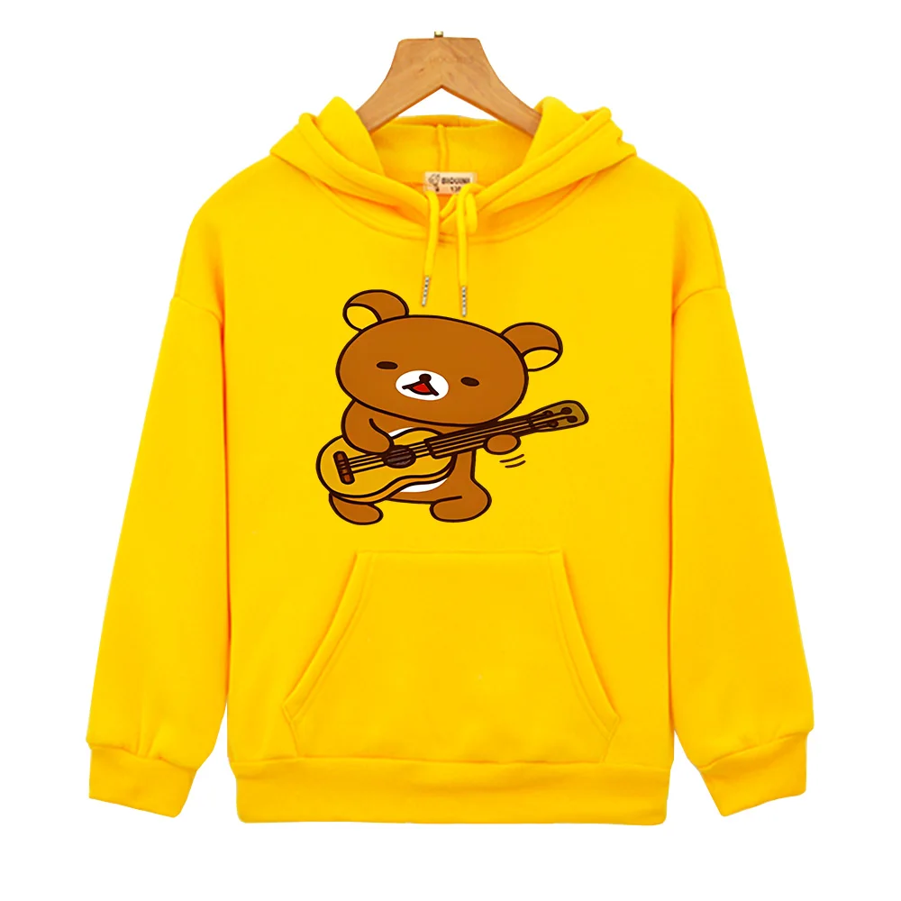 Kawaii Rilakkuma Hip Hop Boys Clothes Fashion Baby Girls Clothes Autumn Warm Bear Sweatshirts Children Hoodies Anime Streetwear