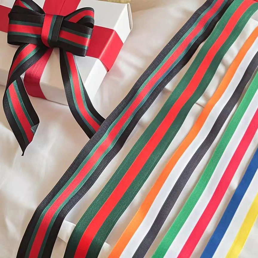3Meters Multi-Color Stripe Weaving Tape for Clothing Accessories Gift Packaging Party Decoration Versatile Fabric Ribbon